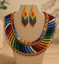 Rainbow Tribal Beaded Statement Jewelry Set
