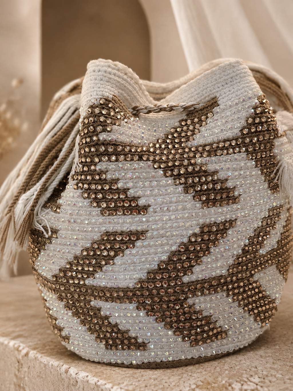 Mochila with Decorative Stone Design