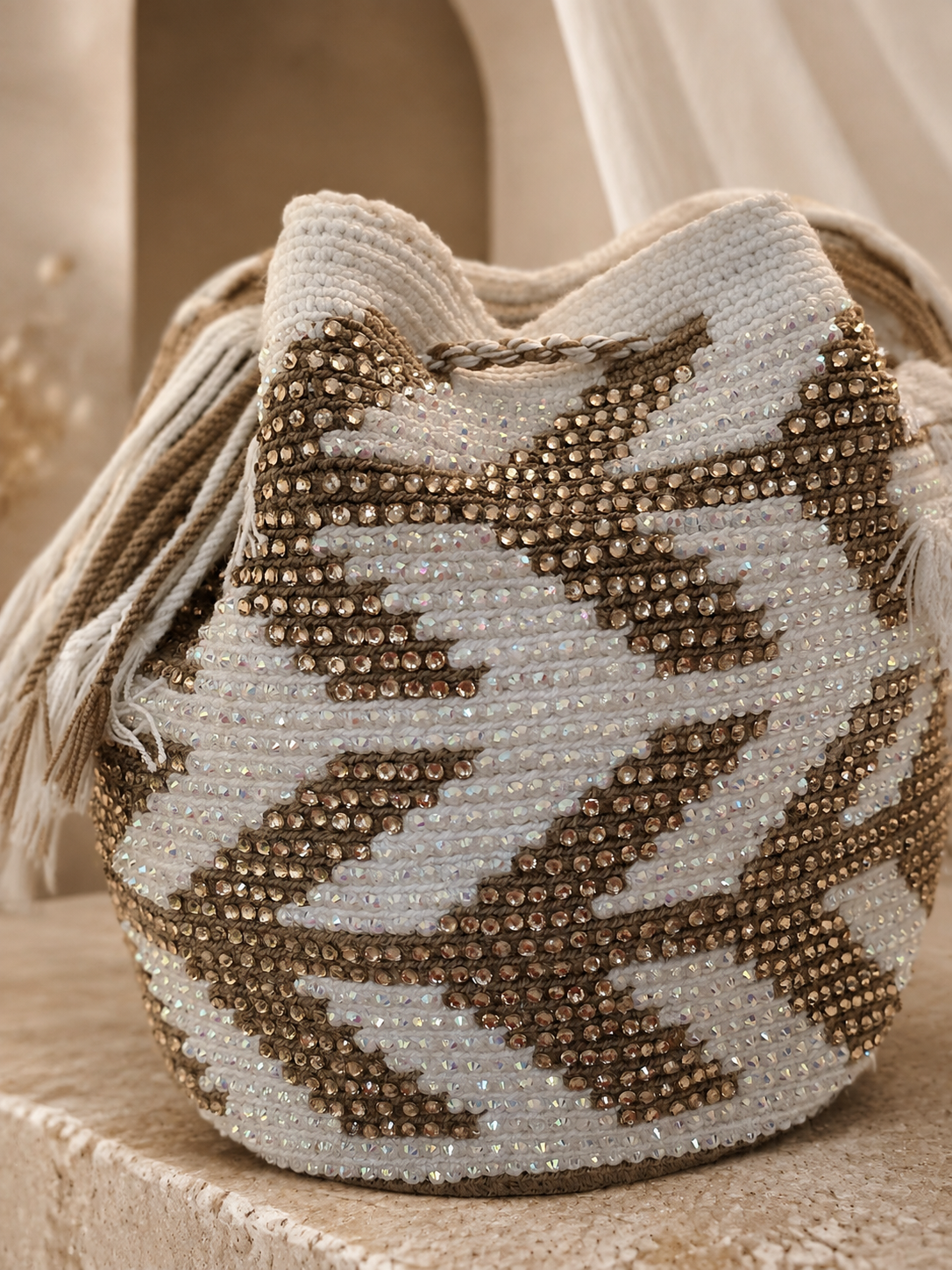 Mochila with Decorative Stone Design