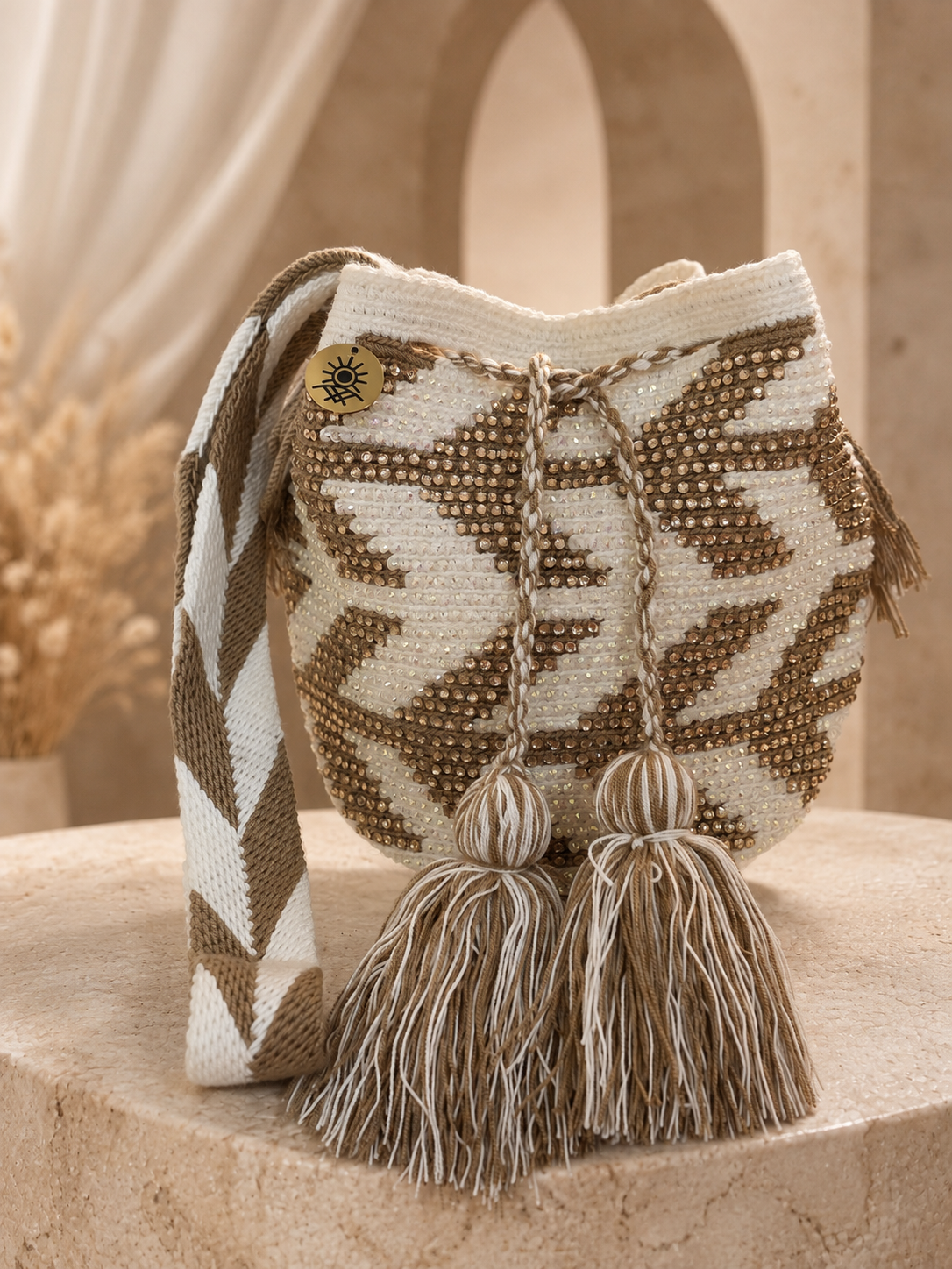Mochila with Decorative Stone Design