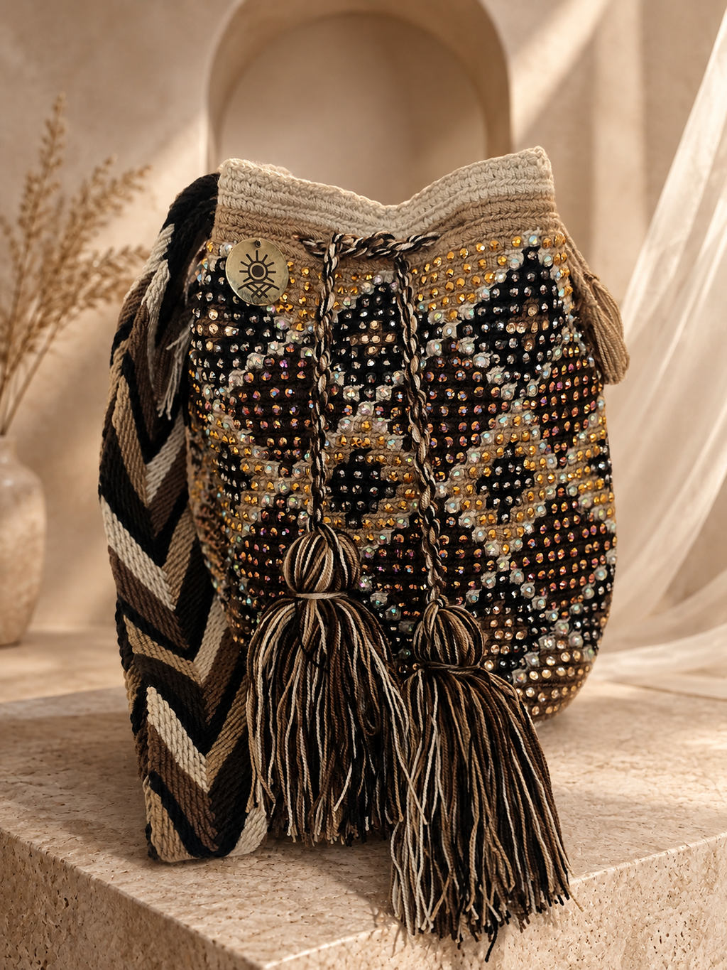 Mochila with Decorative Stone Design