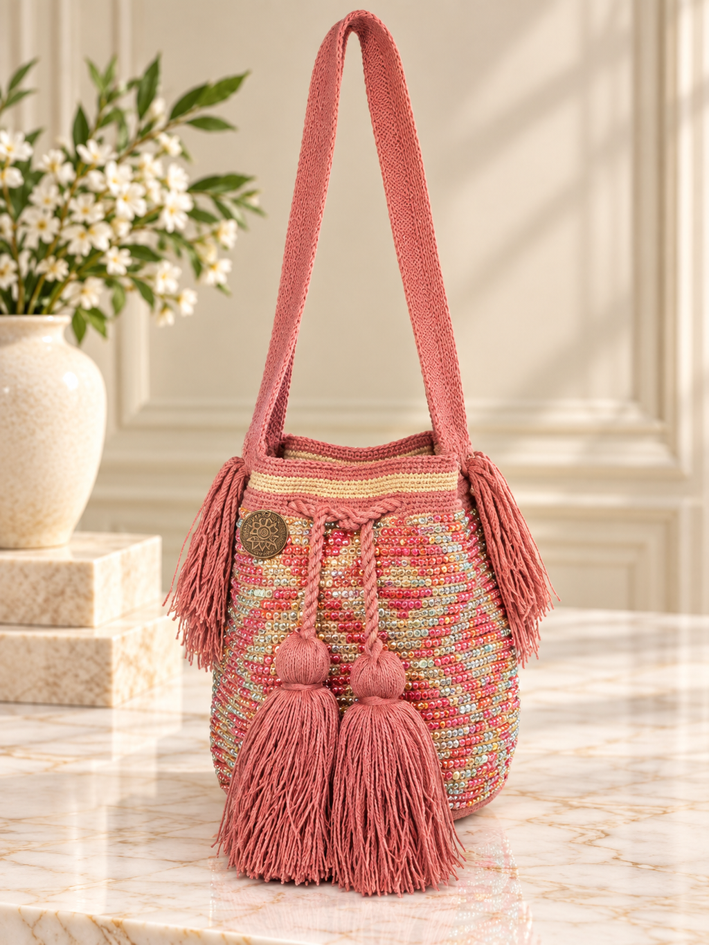 Mochila with Decorative Stone Design Medium
