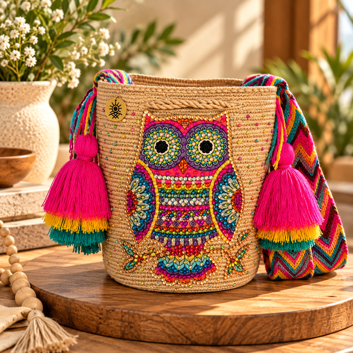Wayuu Artisan Charm Bag Medium - One-Side Embellishment