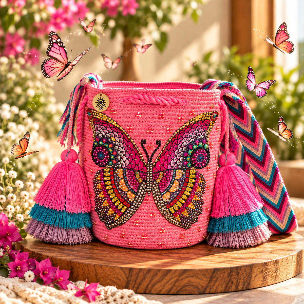 Wayuu Artisan Charm Bag Medium - Both-Sides Embellishment