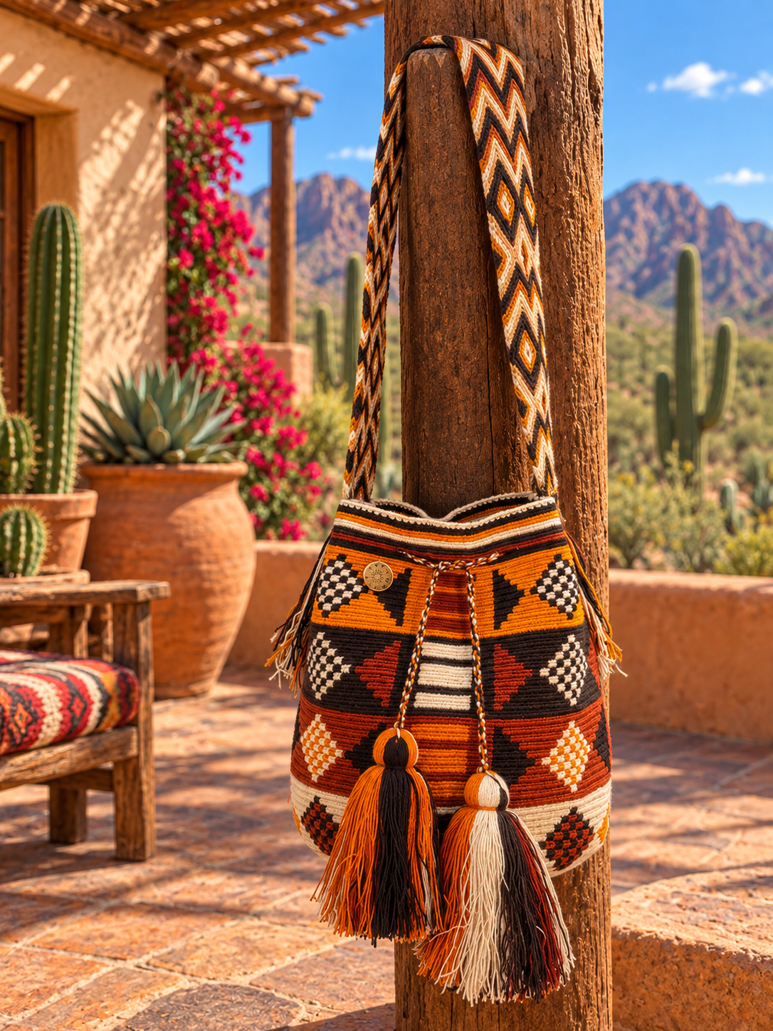 Large Unique Mochila Cotton Design