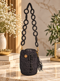 Medium Bucket Silhouette Rattail Cord Bag / Zipper