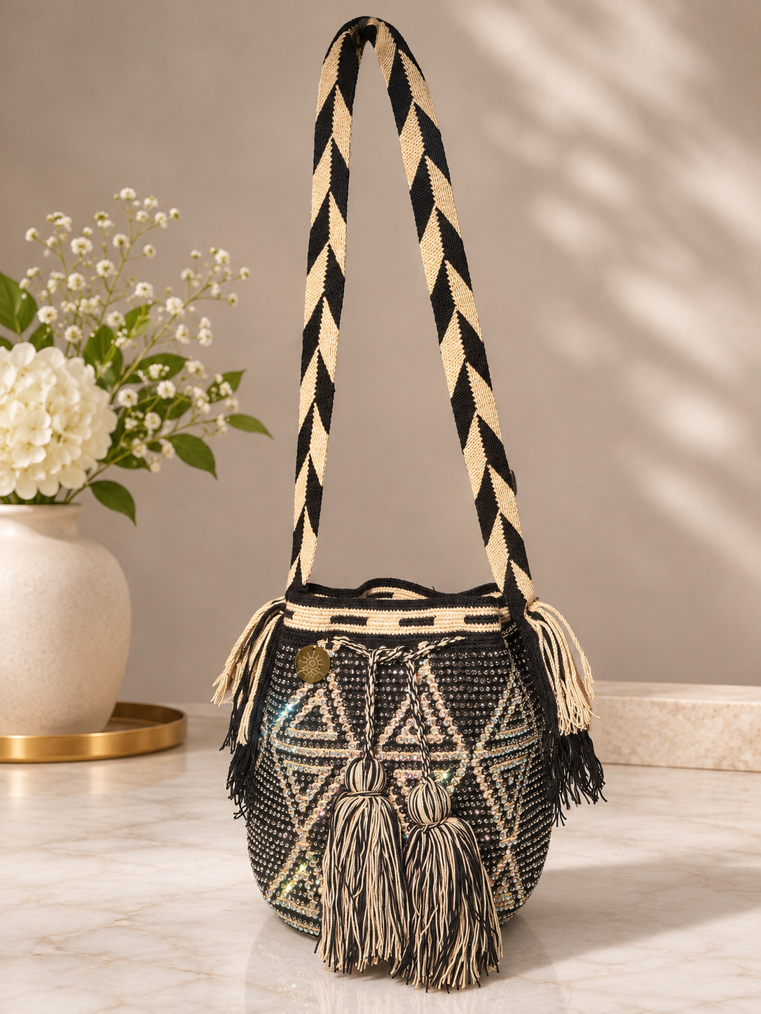 Mochila with Decorative Stone Design Medium