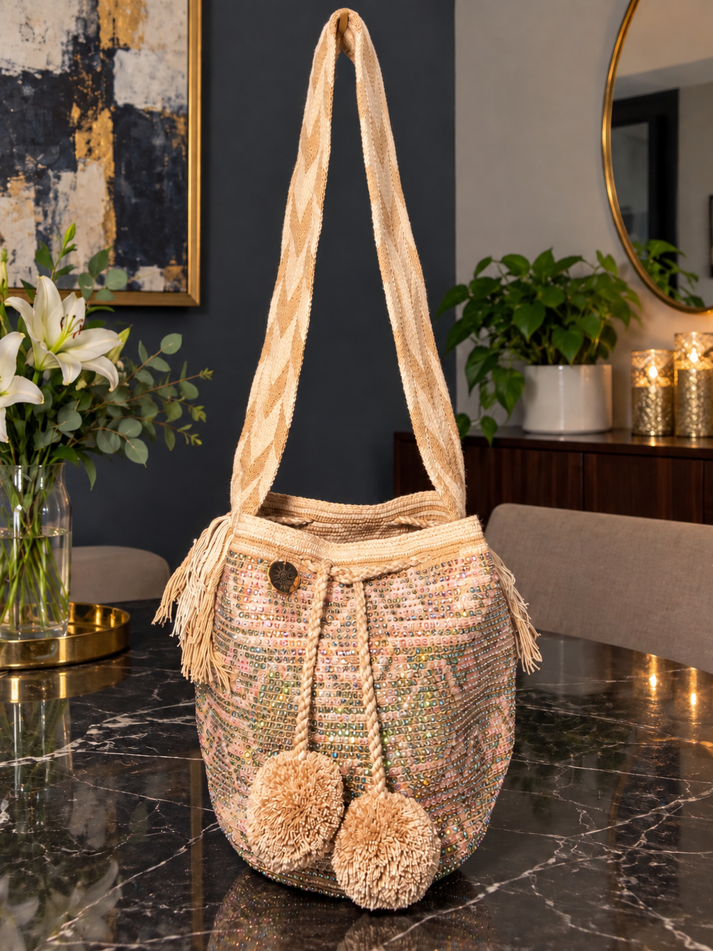 Mochila with Decorative Stone Design Large