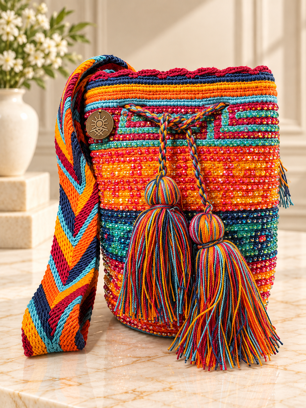 Mochila with Decorative Stone Design Medium