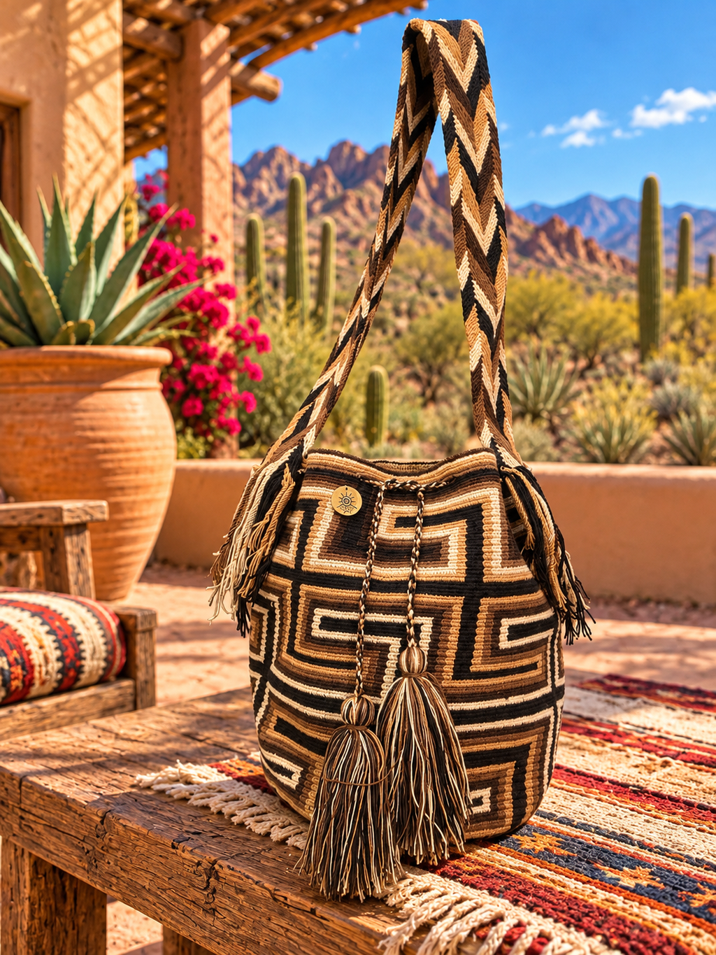 Large Unique Mochila Cotton Design