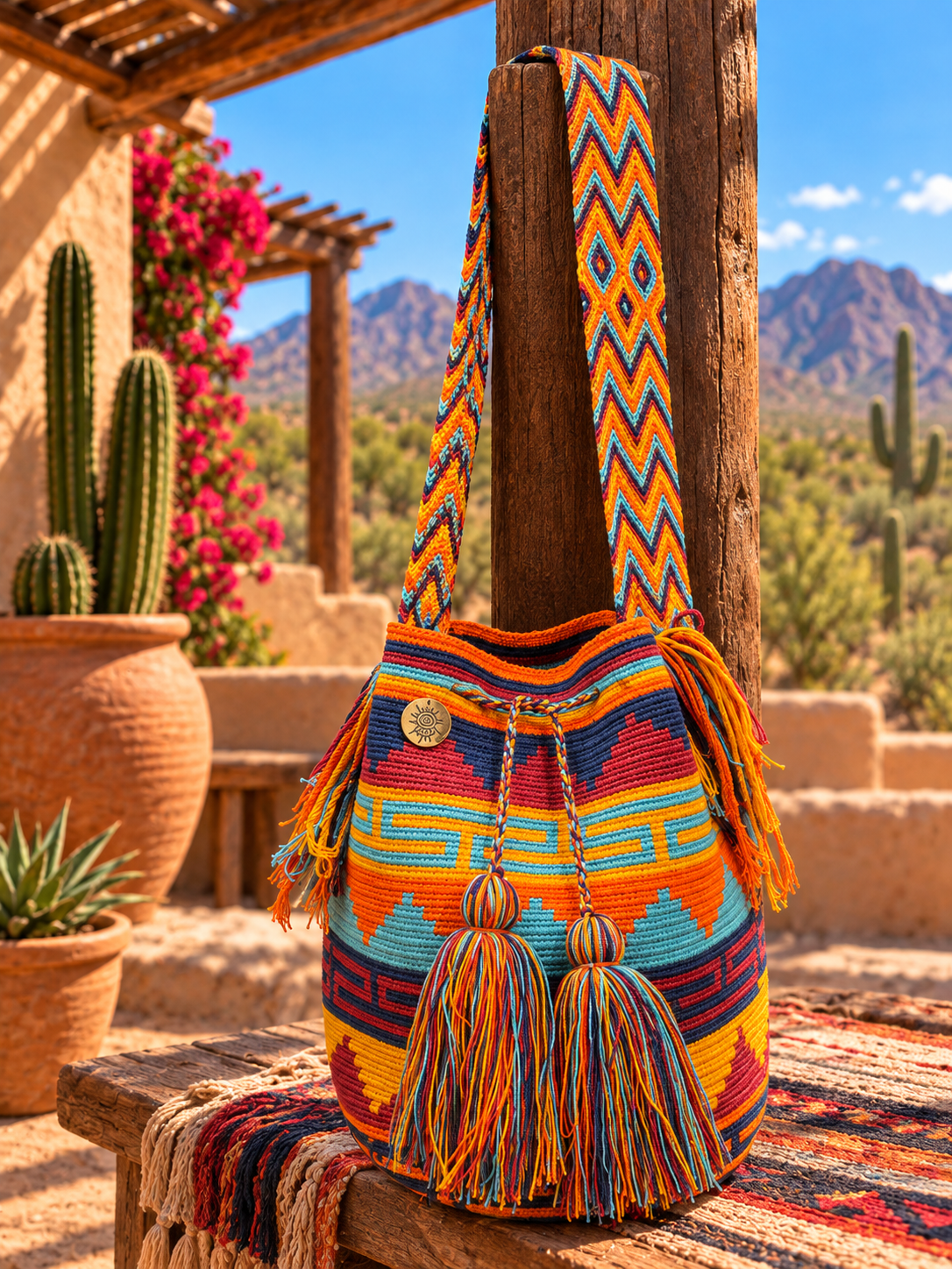 Large Unique Mochila Cotton Design
