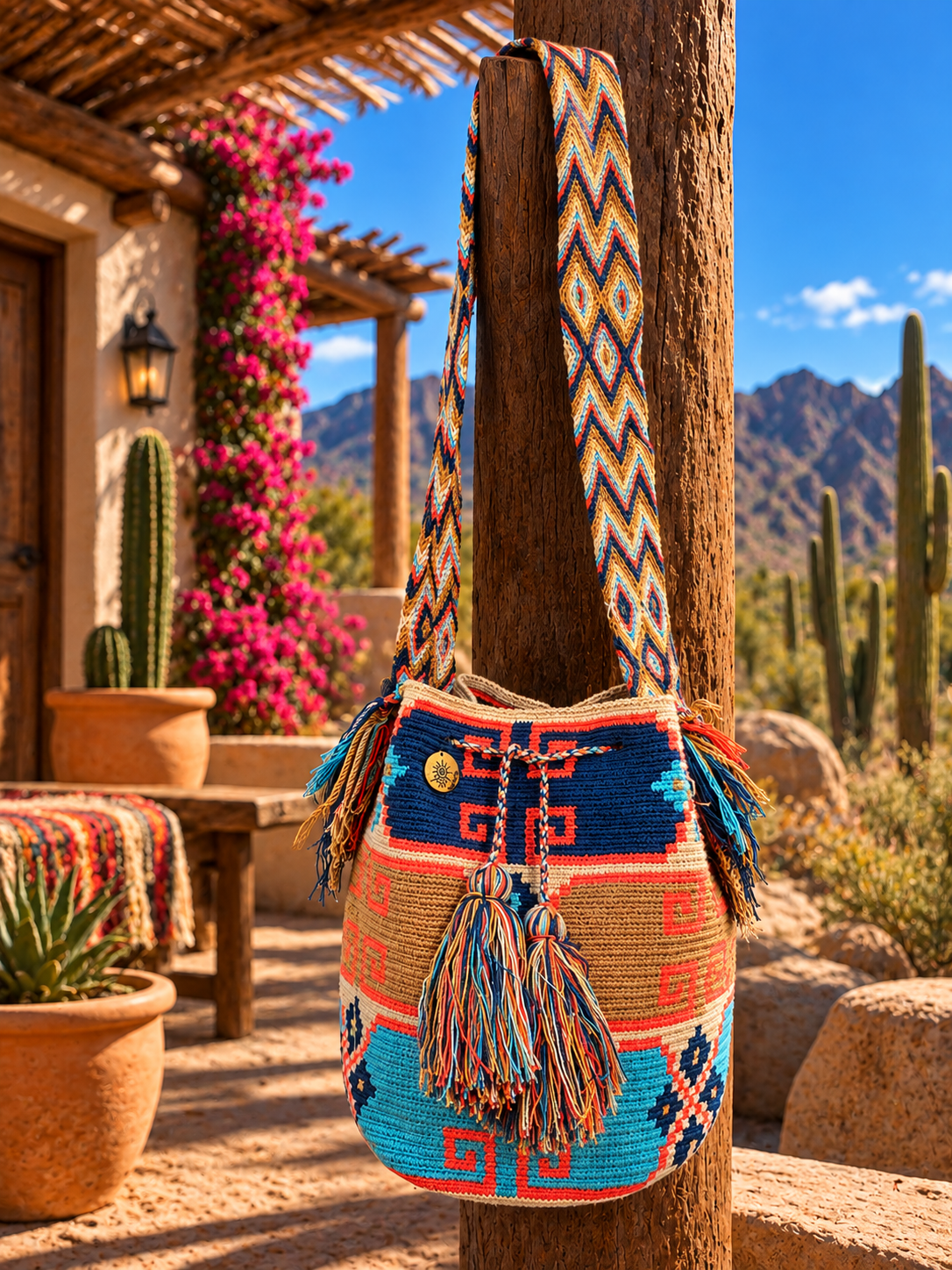 Large Unique Mochila Cotton Design