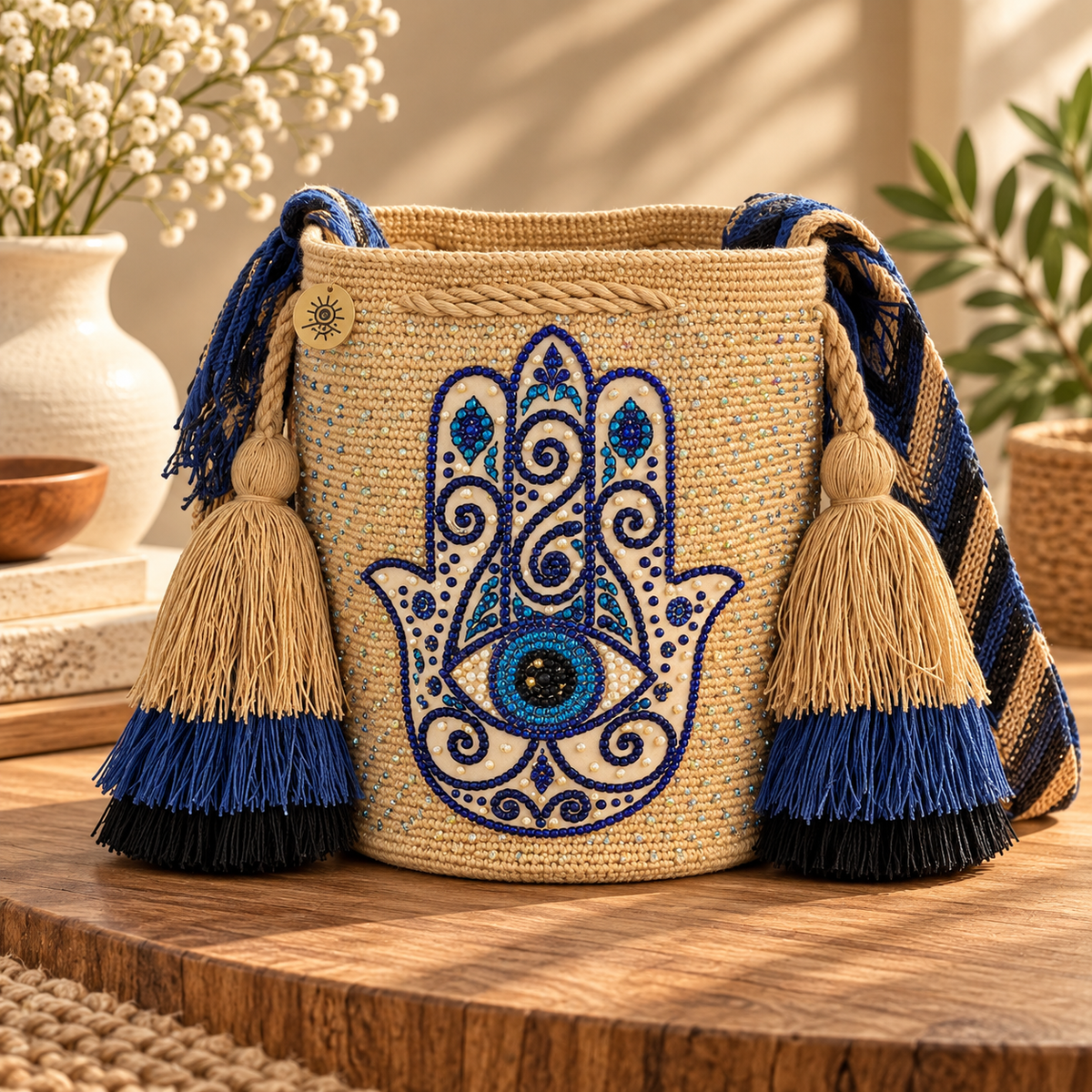 Wayuu Artisan Charm Bag Medium - One-Side Embellishment