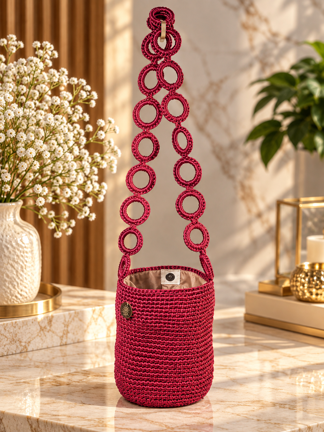 Medium Bucket Silhouette Rattail Cord Bag