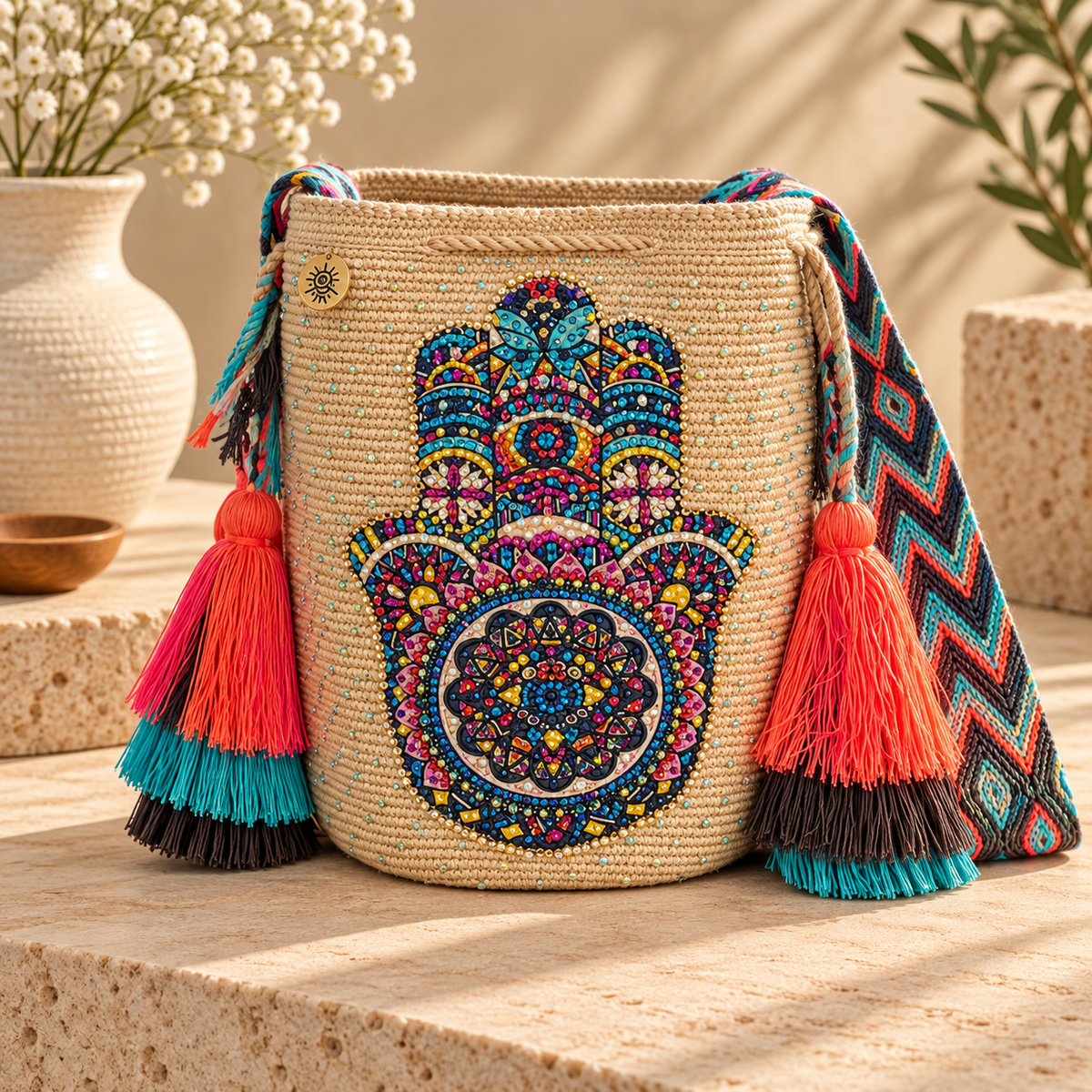 Wayuu Artisan Charm Bag Large - One-Side Embellishment