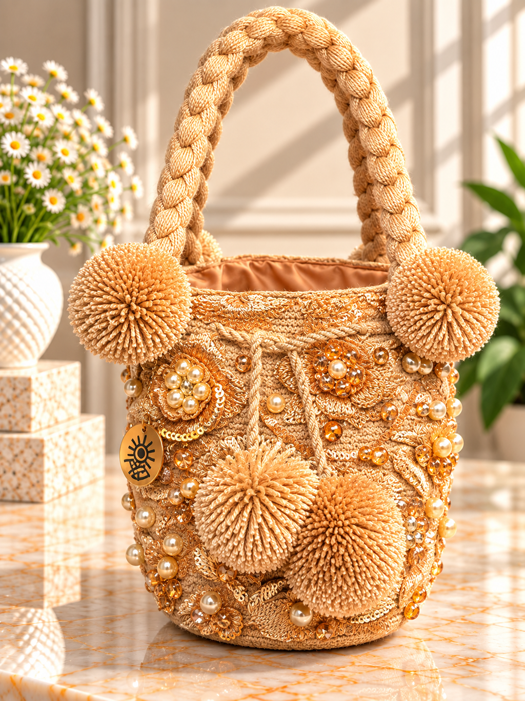 Unique Small Gold Pearls Trenza