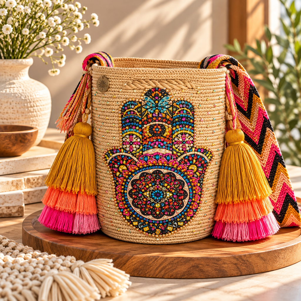 Wayuu Artisan Charm Bag Medium - One-Side Embellishment