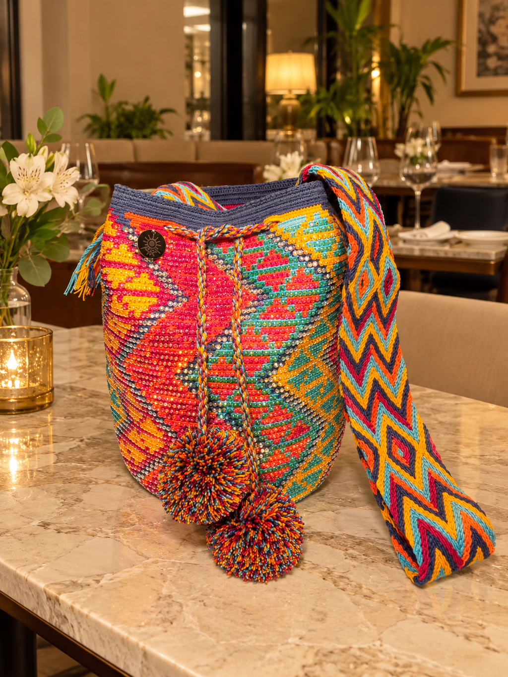 Mochila with Decorative Stone Design Large