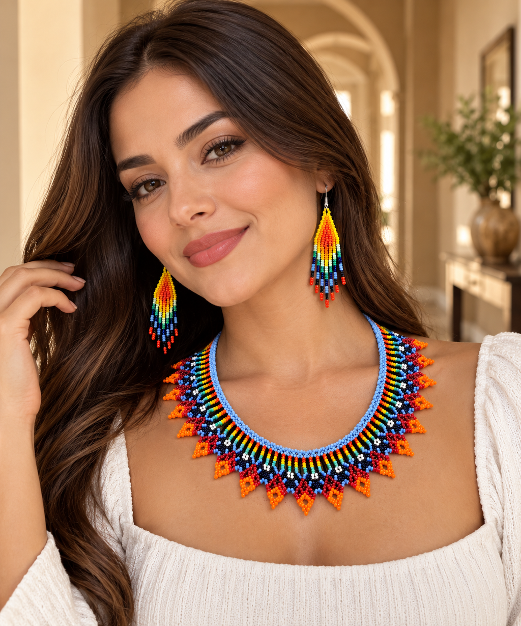 Handcrafted Floral Beaded Jewelry Set