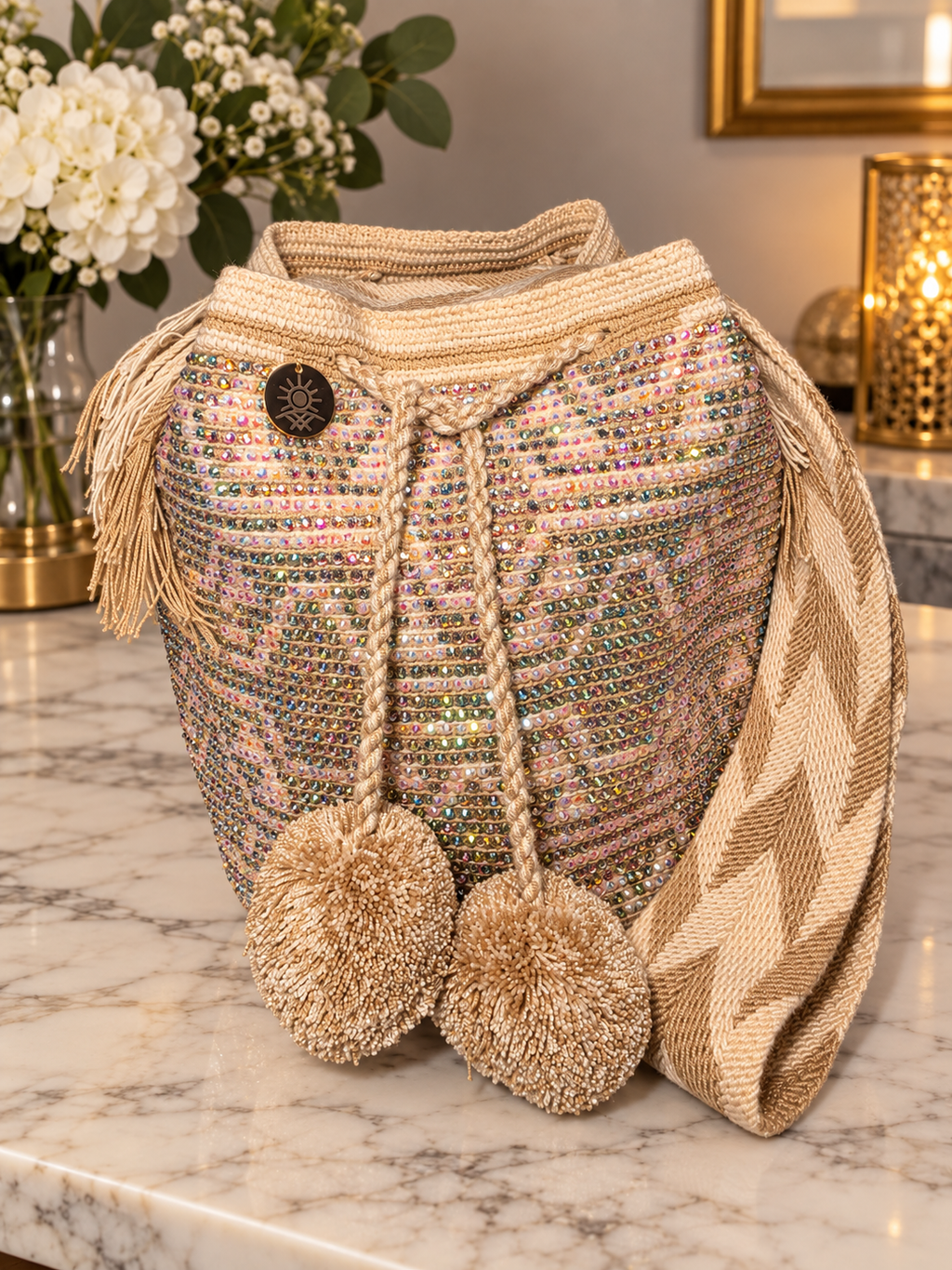 Mochila with Decorative Stone Design Large