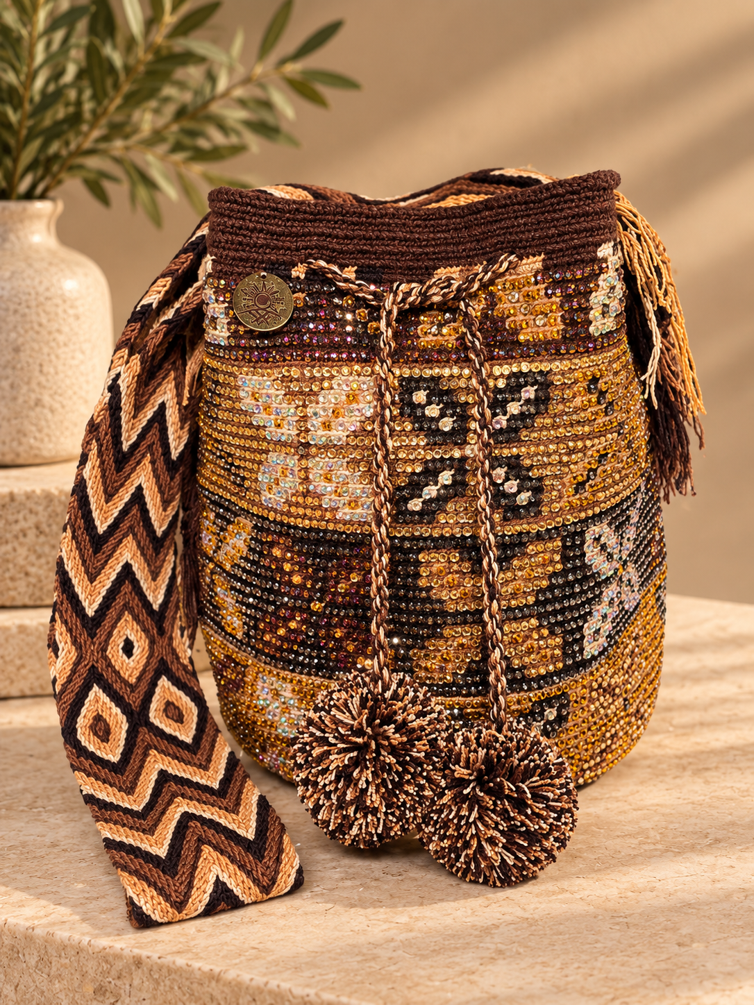 Mochila with Decorative Stone Design Large