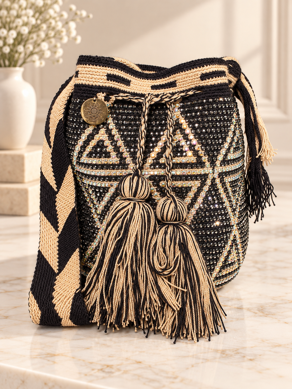 Mochila with Decorative Stone Design Medium